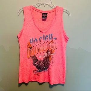 Harley Davidson, ladies tank top, salmon and color size large